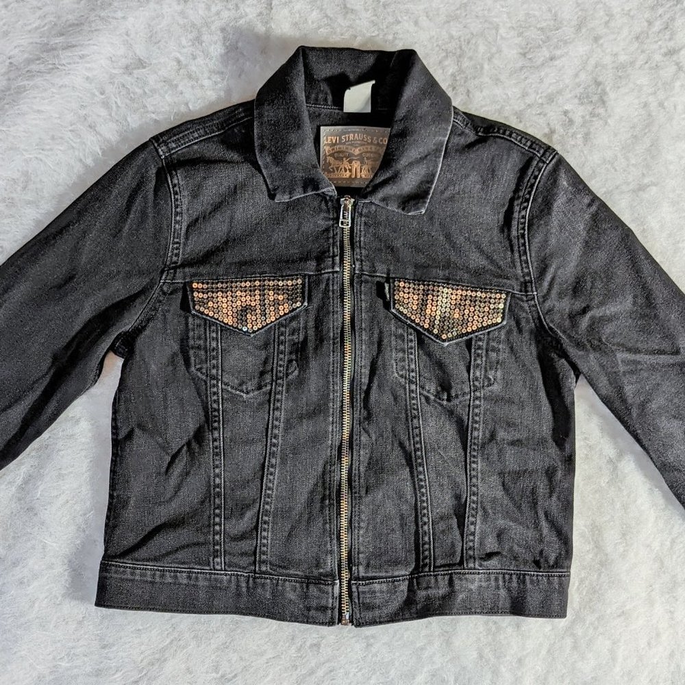Levi's Sequin Denim Moto Crop Jacket Women's Small